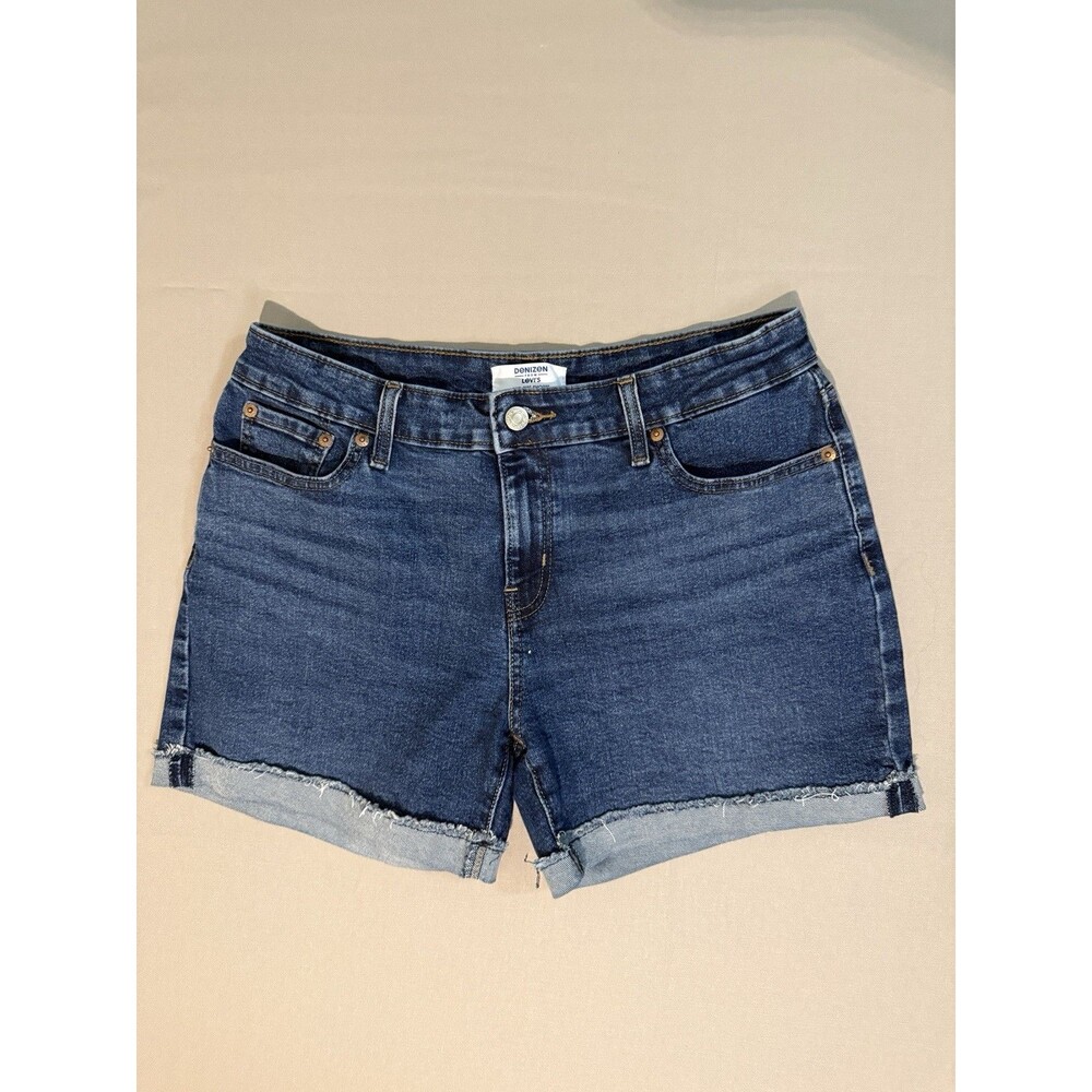 Denizen Levi's Shorts Womens Blue Mid-Rise Midi Cuff Flexible SZ30 Beach Summer
